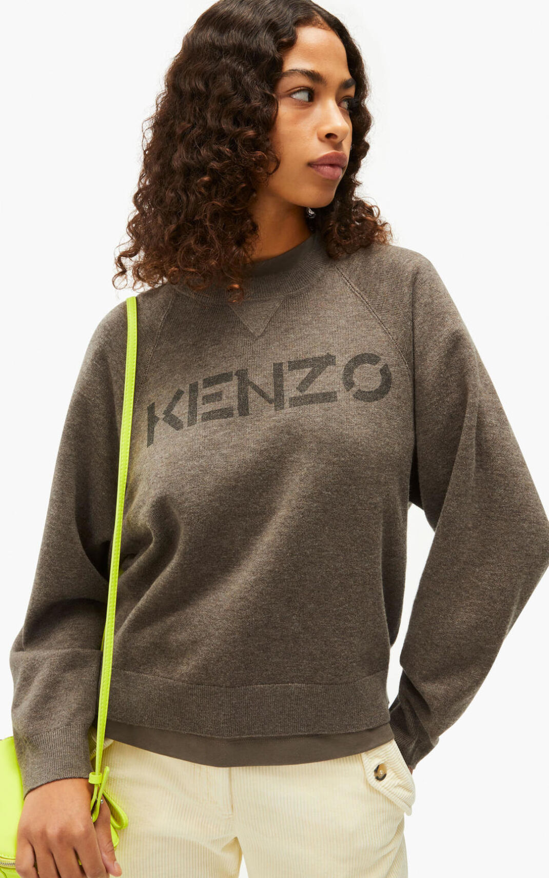 Kenzo Logo merino wool Jumper Brown For Womens 7492HWUFQ